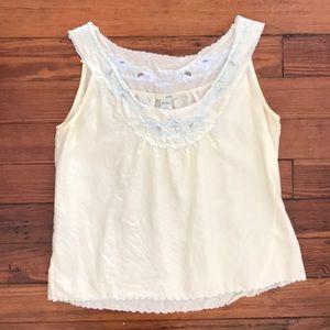 Anthropologie silk embroidered scalloped top